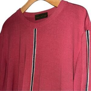 Fabrizio Del Carlo Men’s Size XXL Red Contrast Blue Striped Cotton Knit Sweater